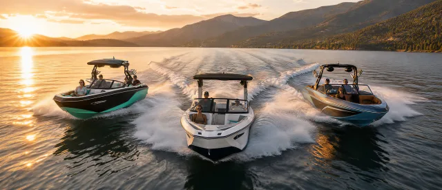 Valeté Marine wake boats crossing the lake